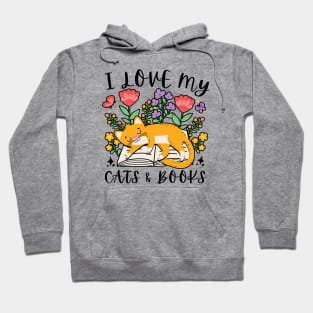 I Love My Cats & Books Hoodie